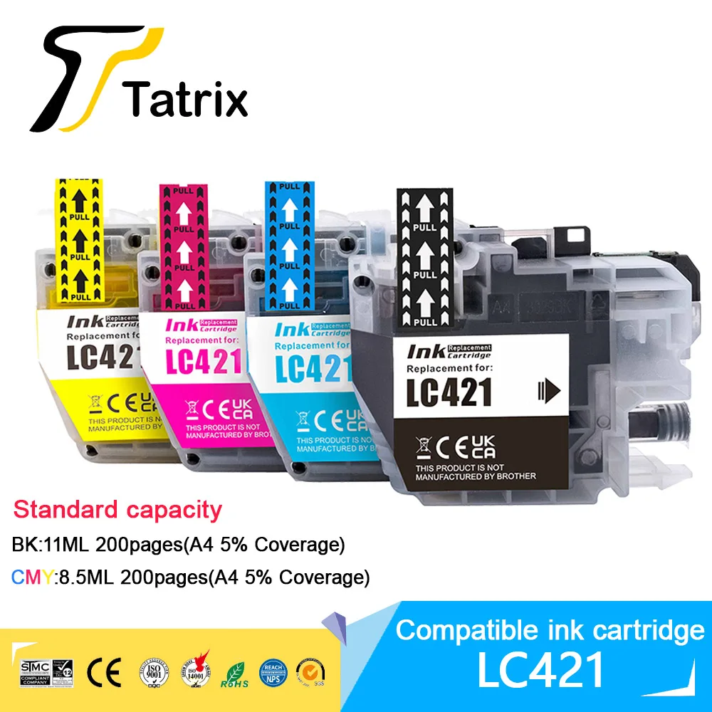 

Tatrix Standard capacity LC421 LC 421 Compatible Ink Cartridge For Brother DCP-J1050DW MFC-J1010DW DCP-J1140DW printer