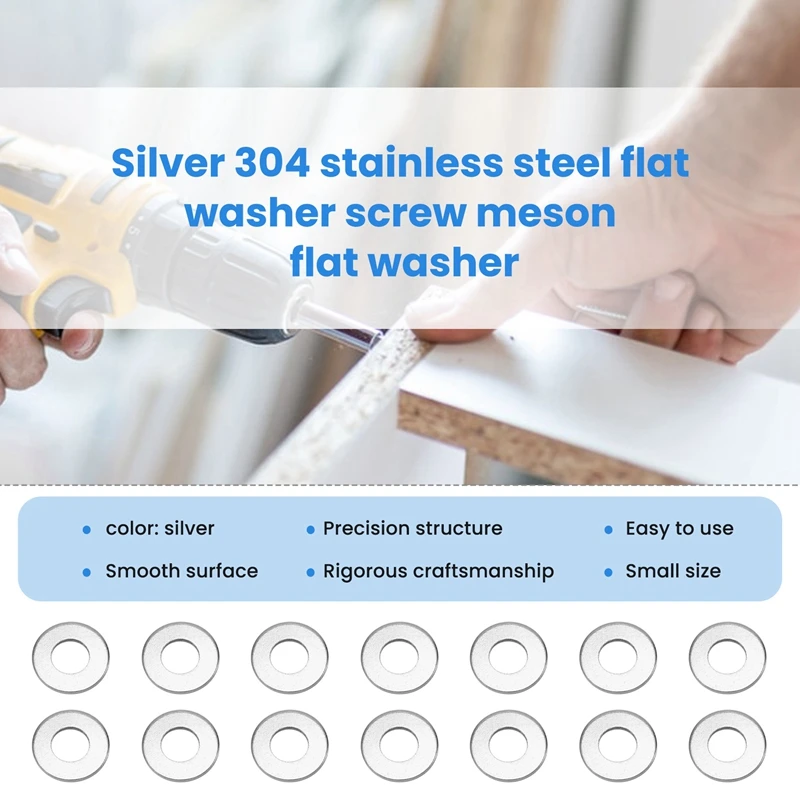 GIGI 100Pcs M3 3 Mm Metric 304 Stainless Steel Flat Washer