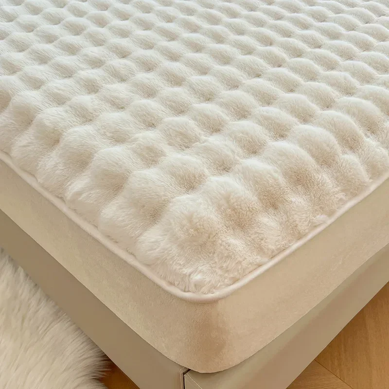 Class A Rabbit Plush Sheet Crystal Plush Mattress Protective Cover, Milk Mattress Cover, Dust Cover mattress cover