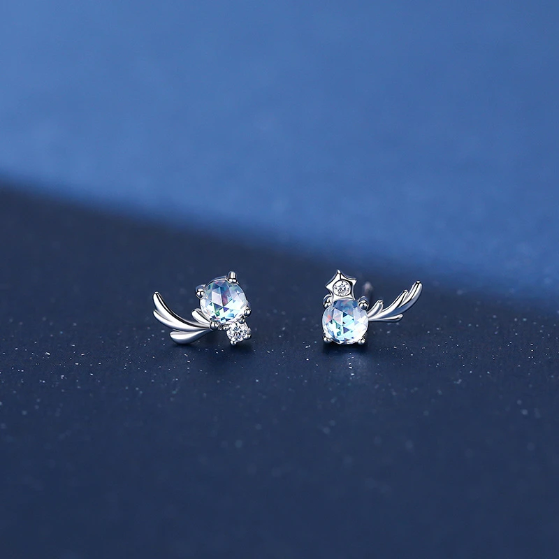 

Original 925 Sterling Silver Zircon Forest Deer Stud Earrings for Women Fashion Cute Festive Daily Party Student Jewelry Gift