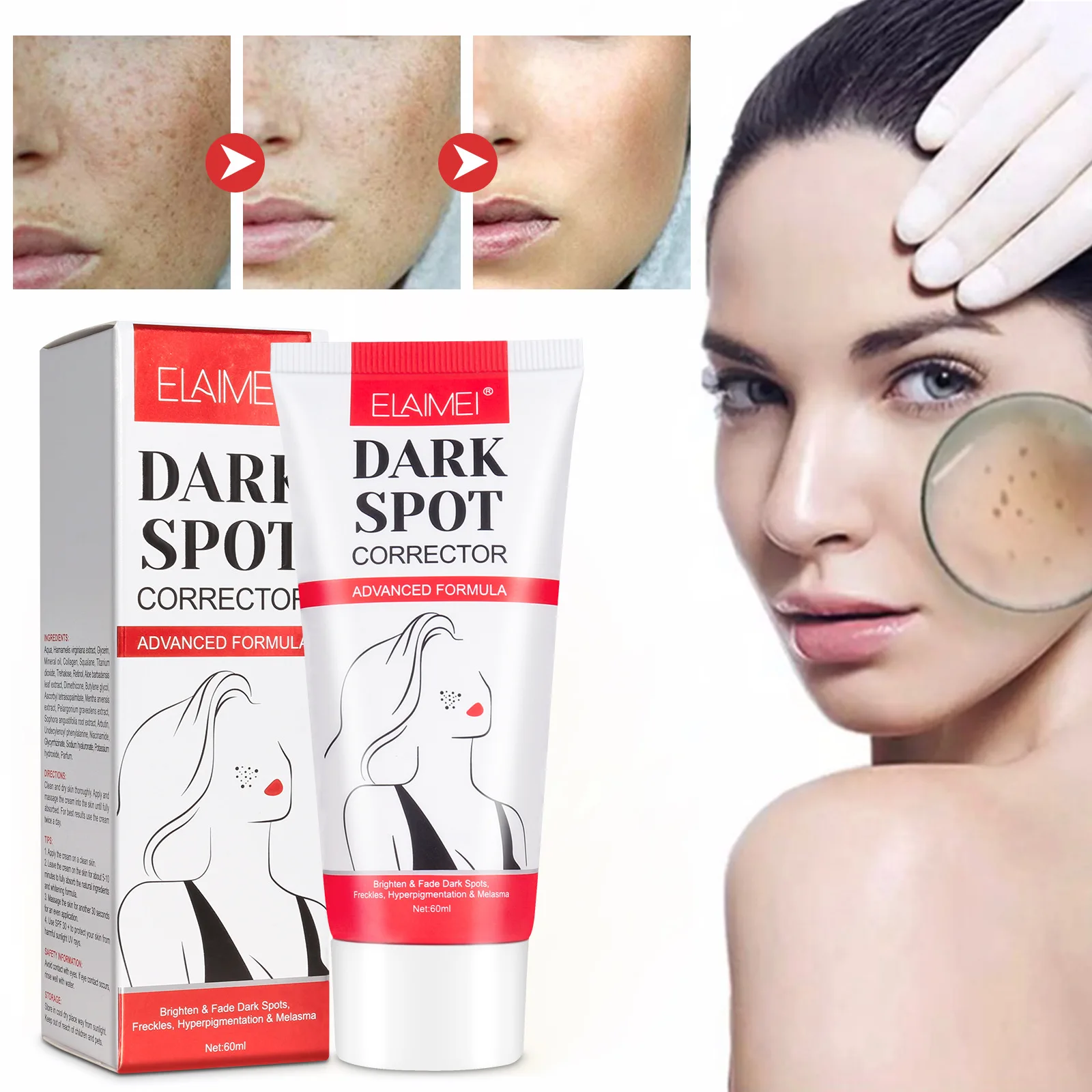 

ELAIMEI Whitening and skin beautifying cream lightens facial spots Melasma Freckles Brightens skin tone 60g Skin care
