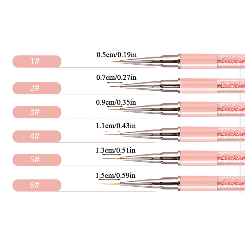 Professional Nail Art Brushes Pens Line Brush Pink UV Gel Painting 3D Rhinestones Brush Manicure