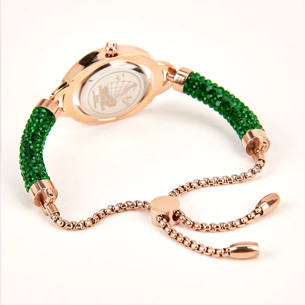 DOM Green Bracelet  Watch Watch Ladies Steel Band Women's  Bracelet Watch Ladies Clock Relogio Feminino Montre Femme