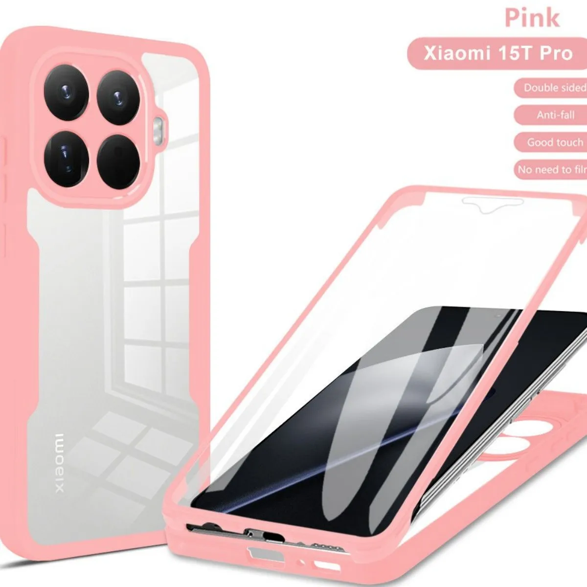 360° Shockproof Phone Case with Built-in Screen Protector and Transparent Back
