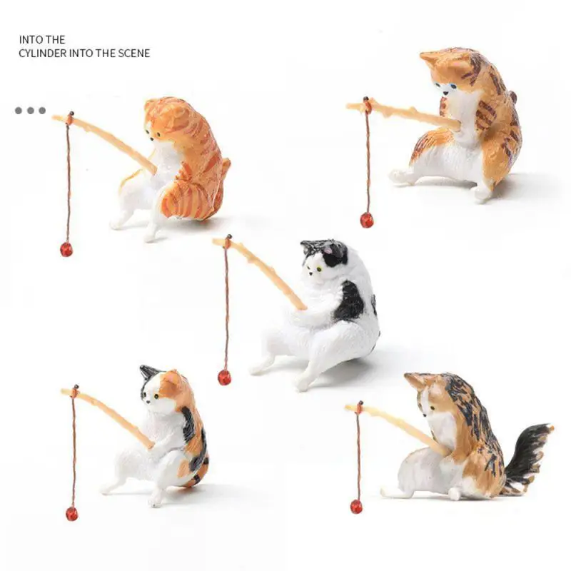 Creative Aquarium Decoration 8 Style Small Fishing Cat Aquarium Accessories Landscaping Ornament Fish Tank Accessories DIY