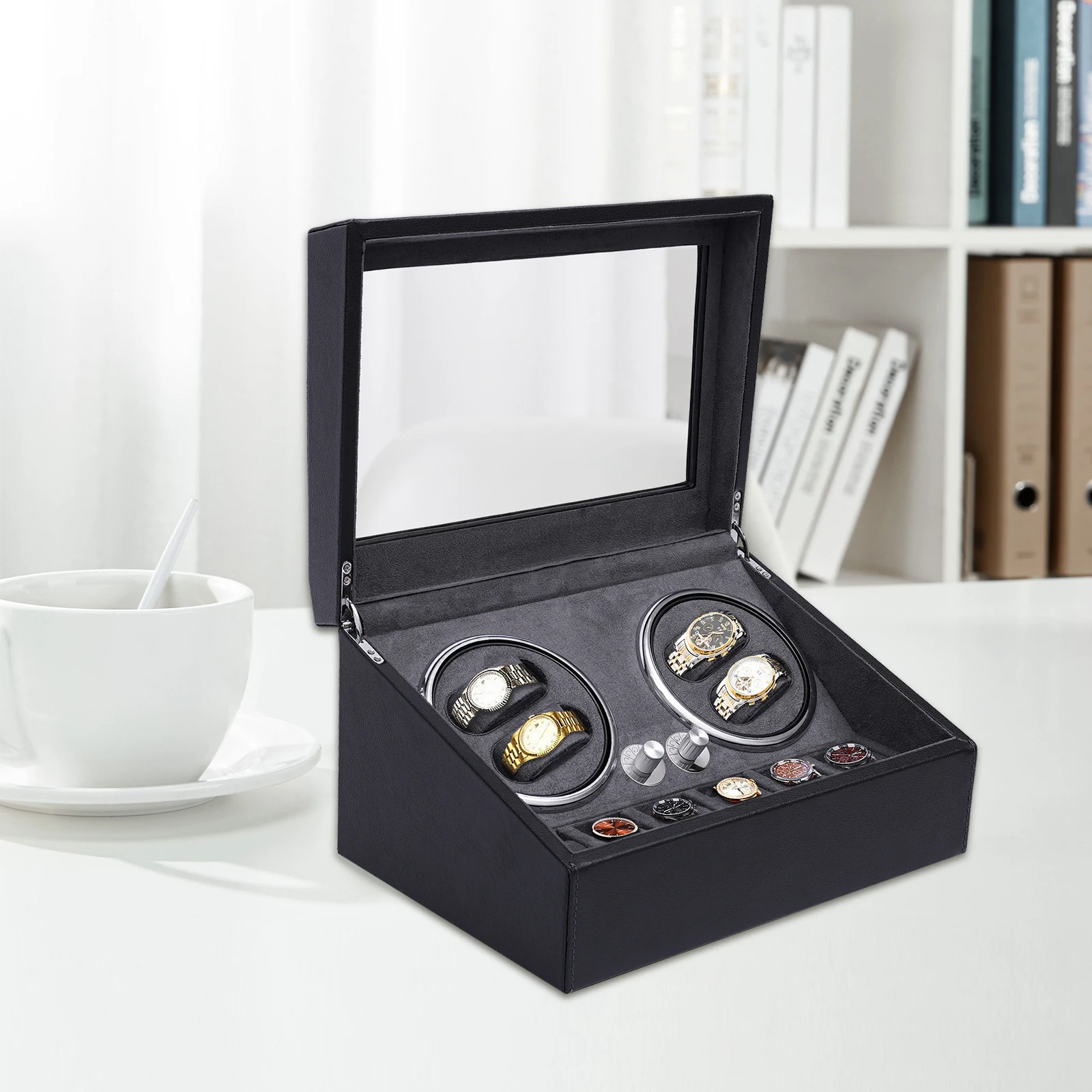 Storage Automatico 4 + 6 Orologi Winder Mover Box Stile Moderno
