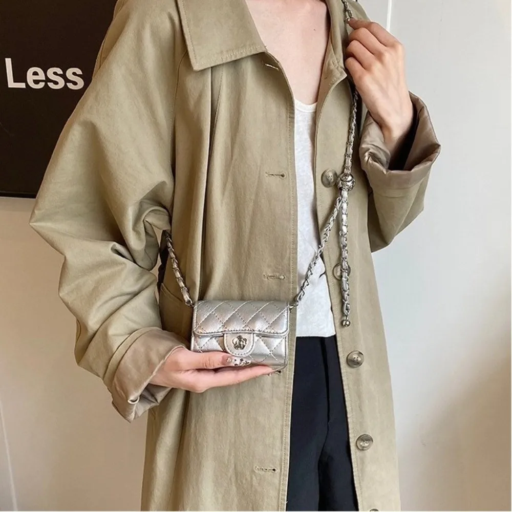 Fahsion Mini Shoulder Bag PU Leather Korean Version Crossbody Bag Chain Strap Solid Color Women's Bag Women