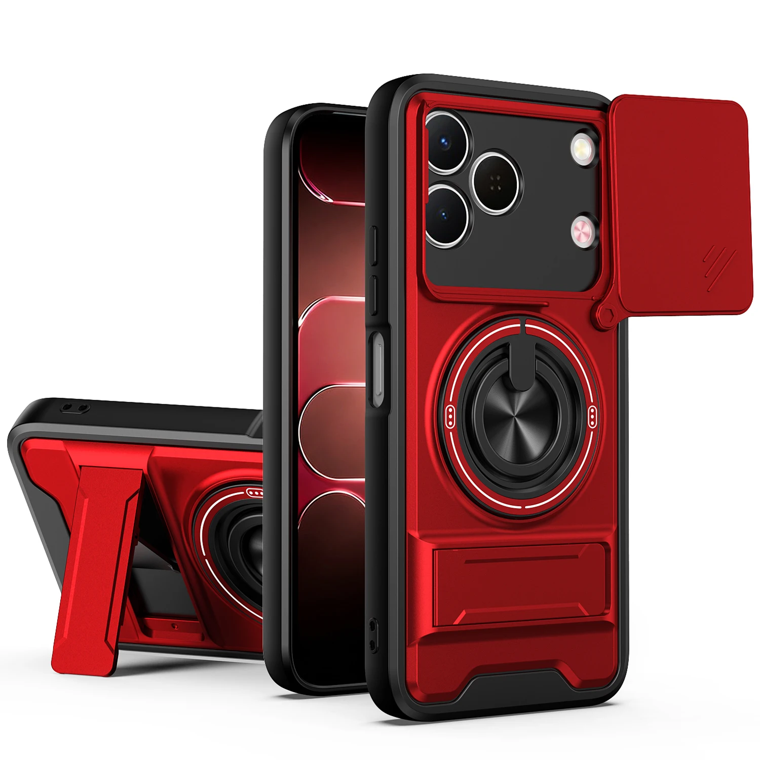 Rotatable Slide Camera Protection Ring Stand Shockproof Phone Case Cover
