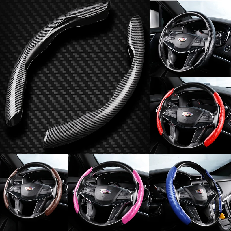 

Carbon Fiber Sport Car Steering Wheel Cover Fit 38cm/15inch Non-Slip Steering Wheel Booster Cover Universal Car Accessory