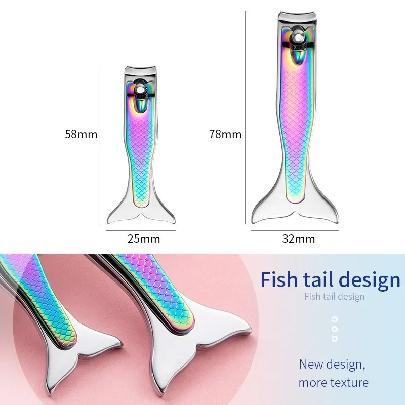 Mermaid Nail Clipper Stainless Steel Fingernails and Toenails Cutter Christmas Birthday for Girls Women Kids Manicure Tool