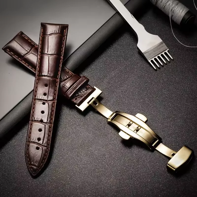 12/13/14/15/16/17/18/19/20/22mm 24mm Kalbsleder-Uhrenarmband mit Alligator-Struktur und Faltschließe für Tissot und Seiko – Detail 4