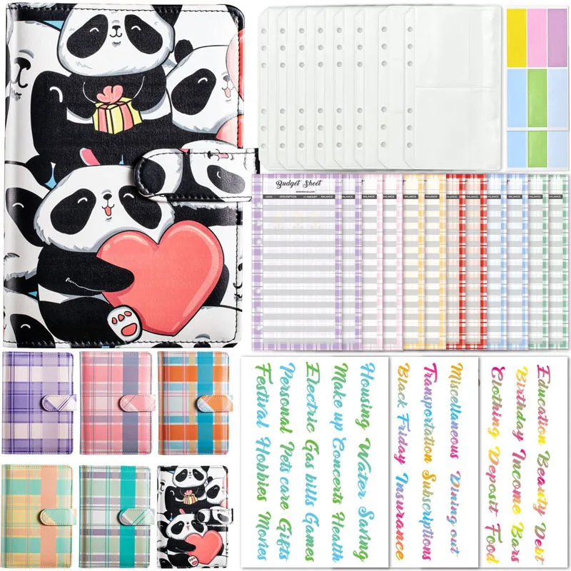 Pasta Colorida do Caderno do Couro do Plutônio Planejador do Orçamento Envelopes do Dinheiro Bolsos a6 12 Peças Peças