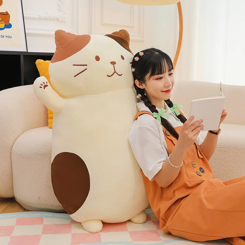 

Новая плюшевая игрушка для кошек 45/85 см, мультяшная Милая кошка с сыром, плюшевая игрушка, заполненная милая детская Спящая кукла, подарок на день рождения