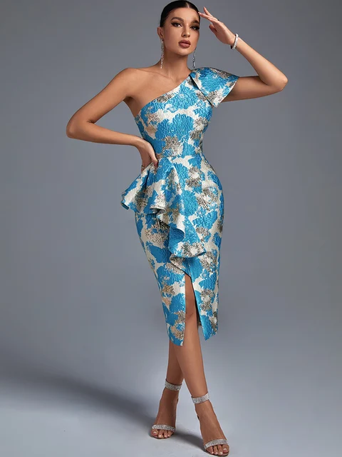 Toyin Ruffle Bodycon One Shoulder Outfit - Image 2