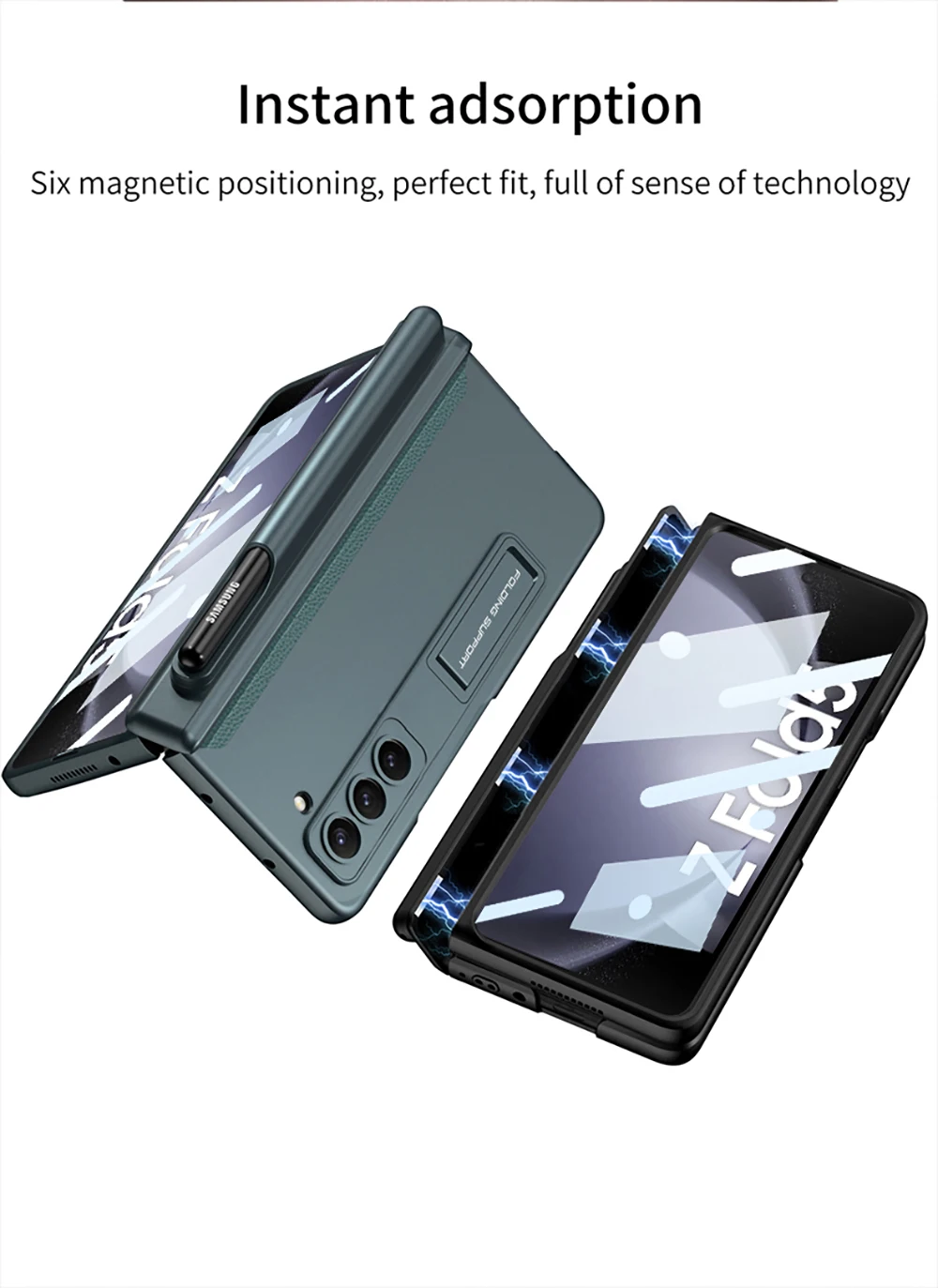 Magnetische Halterung Stift Halter Telefon Fall Für Samsung Galaxy Z Fold 5 5G Fall Kamera Bildschirm Schutz Abdeckung Stoßfest_voghion.com