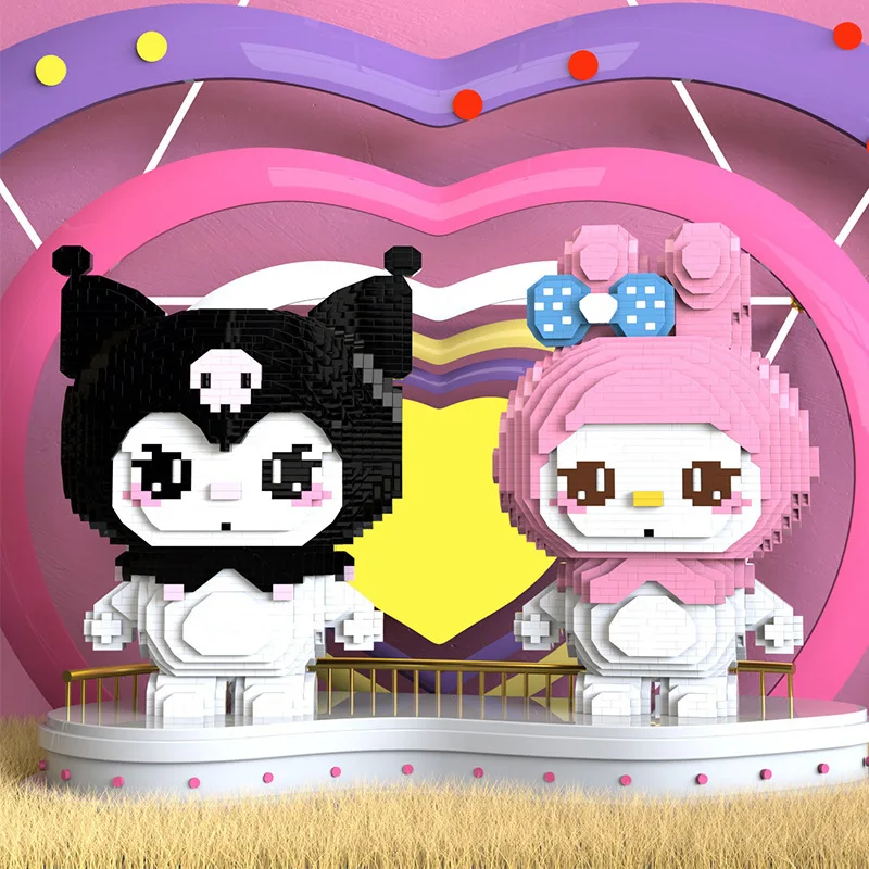 

My Melody мультфильм кавайные маленькие частицы собраны Обучающие игрушки Kuromi детские строительные блоки для взрослых украшения подарки