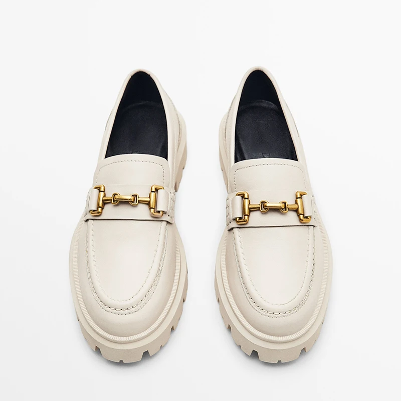 Spring Autumn Fashion Genuine Leather Platform Shoes Animal Print Women Simple All-match Casual Loafers Female