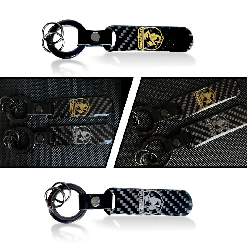 Alta Qualità Per Abarth 500 595 Abarth 124 Spider Stilo Ducato Palio Bravo Portachiavi In Fibra Di Carbonio Per Auto Ciondolo Portachiavi