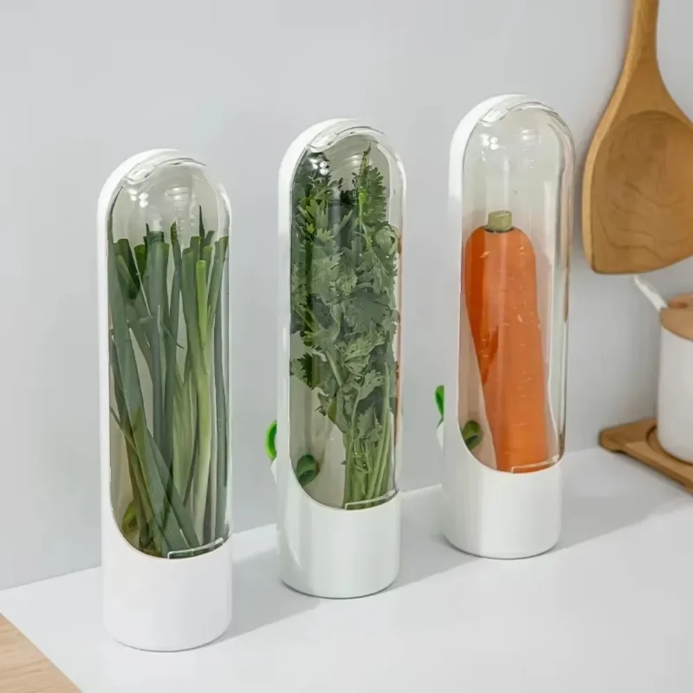 Herb Saver Herb Storage Keeps Greens Vegetables Fresh Keeper Clear Spice Fridge Preserver Storage kitchen storage box