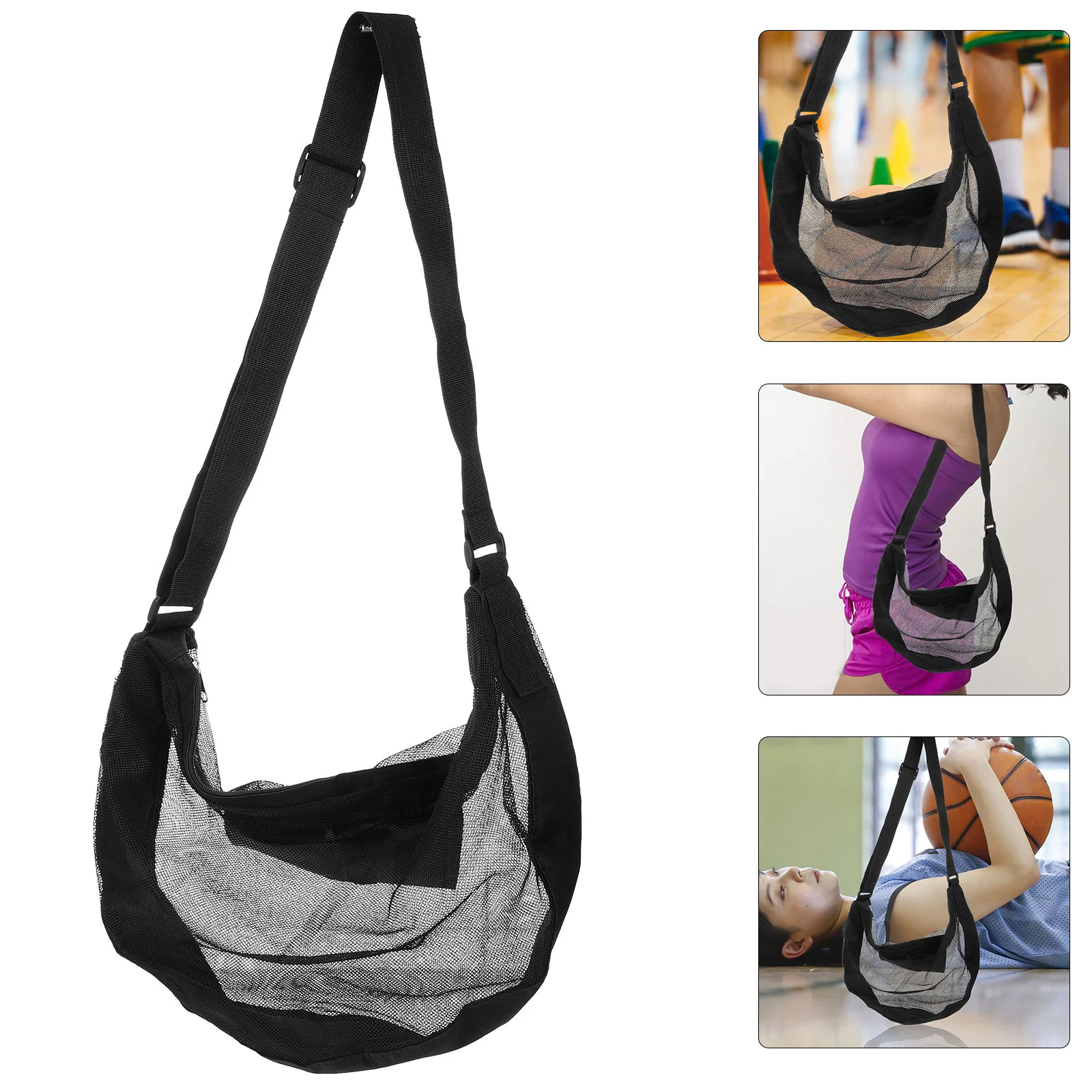 

Basketball Buggy Bag Zipper Storage Bags Beach Stadium Sack Football Net Carrying Soccer Treats