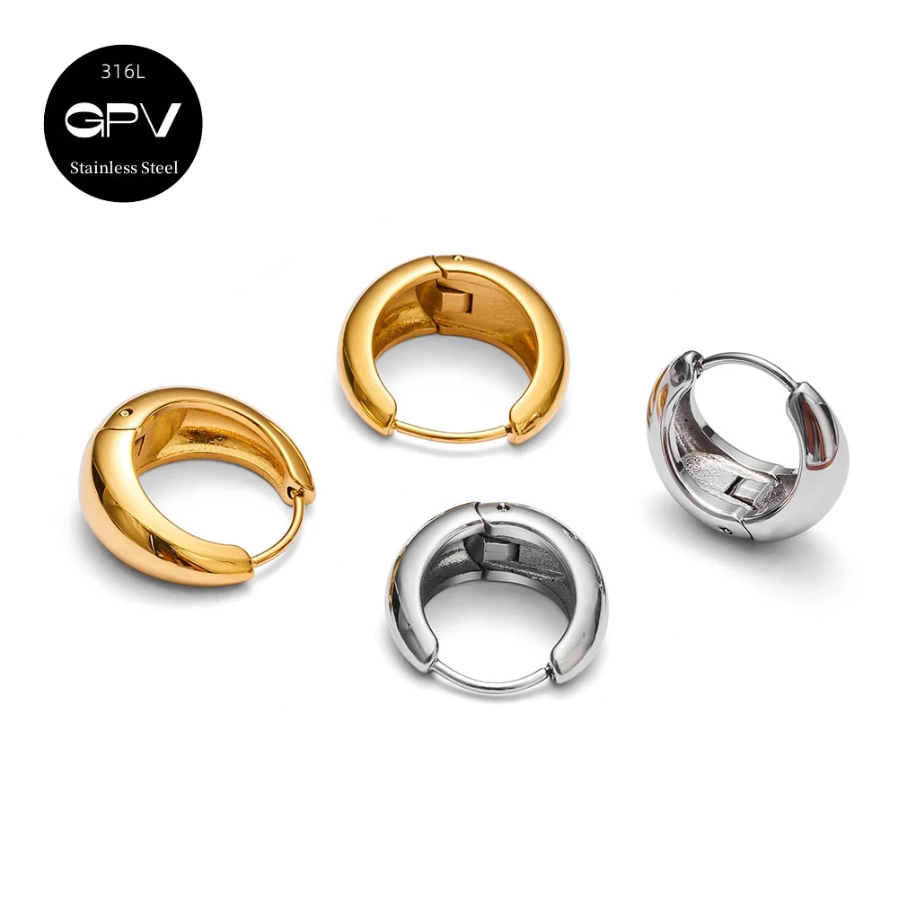 2PCS 316L Medical Stainless Steel Earrings With A Niche Design Women's Perforated Jewelry Light Luxury Ear Rings 2