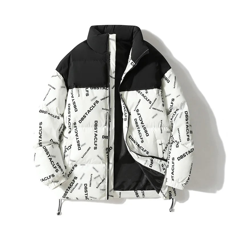 Padded Jacket Men's Winter Stitching Contrast Color Padded Jacket Stand Collar Trend Couple Wear Padded Jacket
