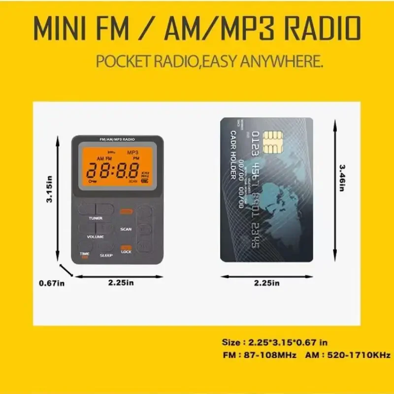 Portable AM FM Digital Radio with Stereo Earphone for Outdoor Use