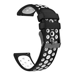 Soft Two-Tone Silicone Replacement Watch Band - 20mm/22mm for 20mm (Black White)
