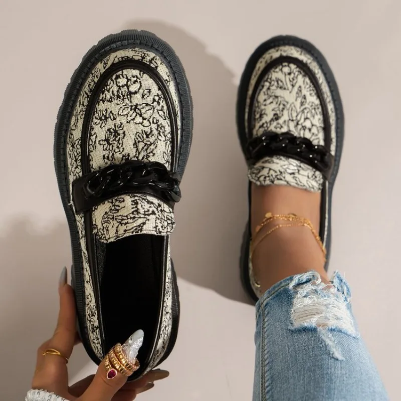 Fujin Denim Print Cloth Synthetic Leather Platform Wedge Chunky Sneaker Comfy High Brand Spring Fashion Autumn Casual Shoes 3