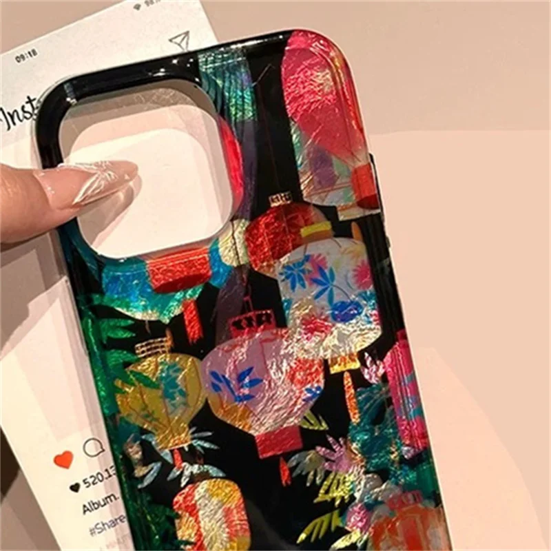Vortex Pattern Black Full Screen Color Lantern Phone Case