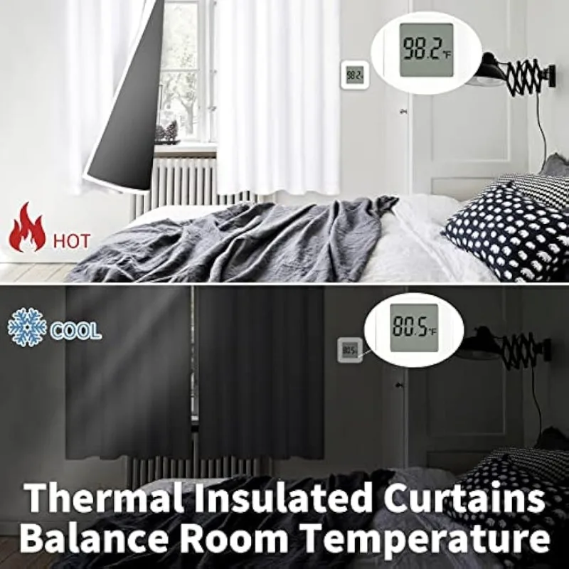 Short 100% Blackout Curtains for Bedroom, Thermal Insulated Energy Efficiency Noise Reducing Grommet Curtains 45 Inch 4