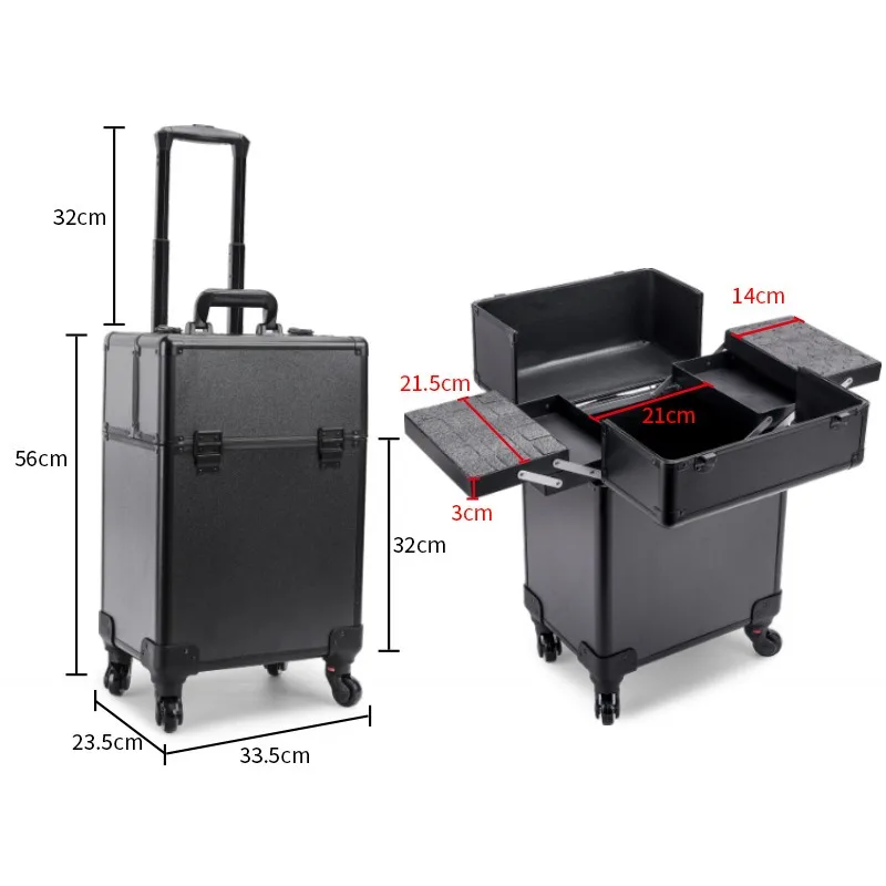 22 Inch Rolling Nail Wheeled Manicure Storage Polish Organizer Professional Rolling Makeup Trolley Cosmetic Suit