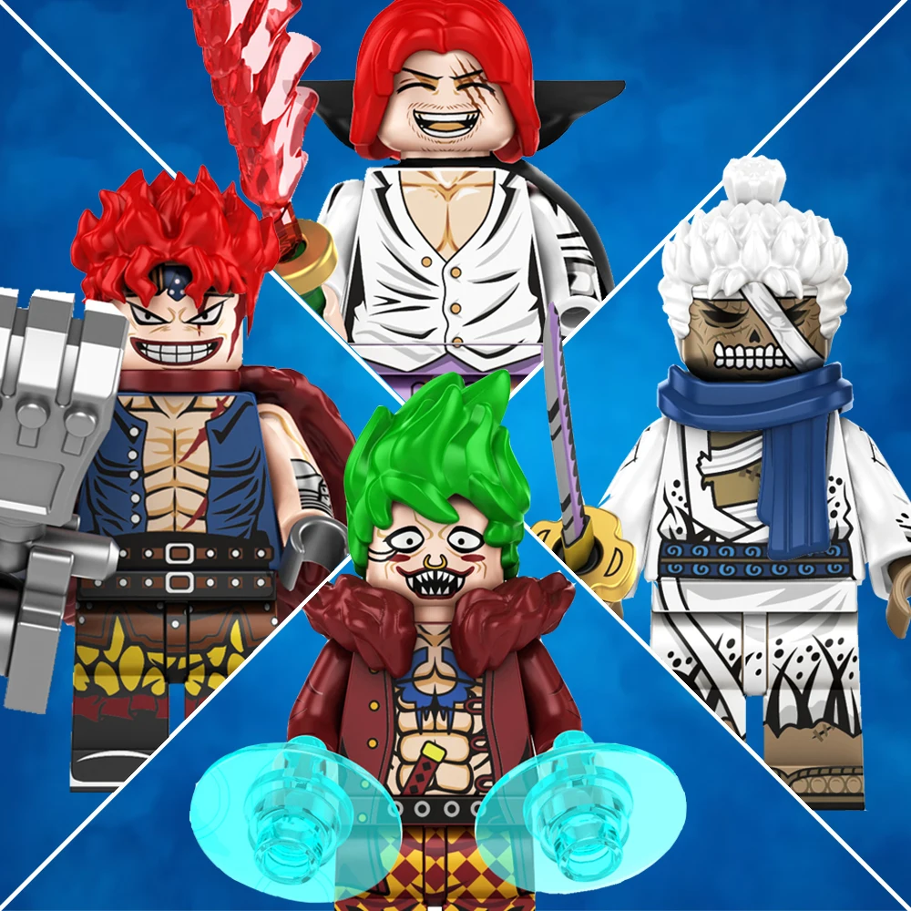 Anime Series One Piece Mini Action Figure Doll Shanks Eustass Kid Bartolomeo Ryuma Puzzle Assembly Block Doll Kid's Toy Gifts