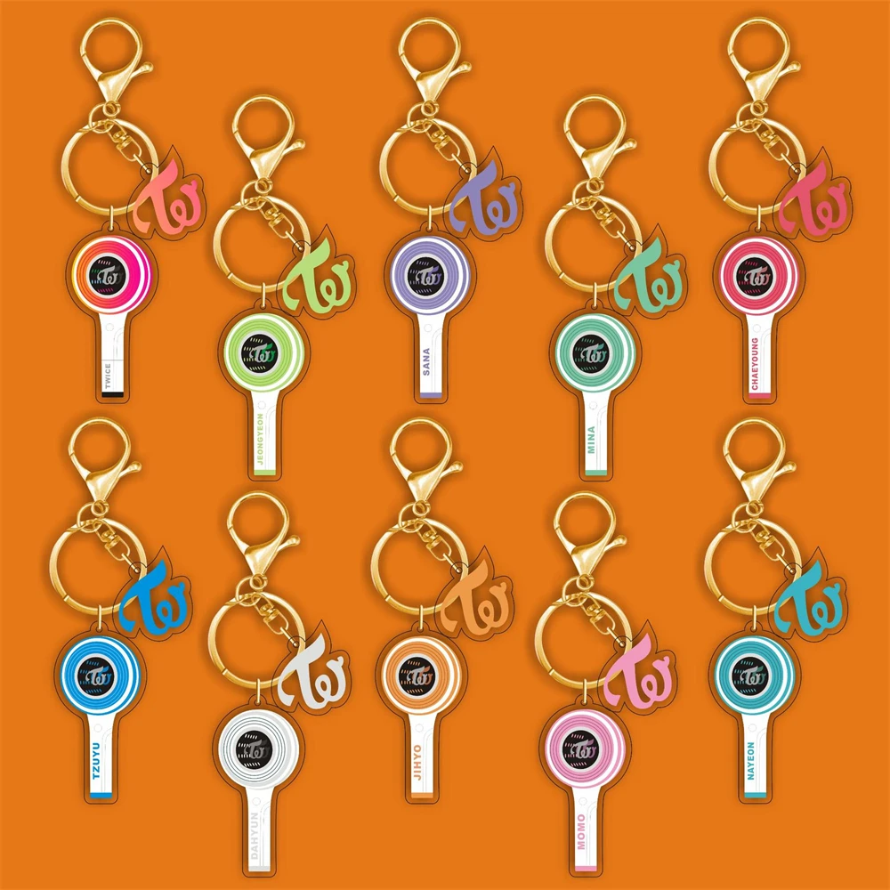 KPOPTWICELollipopKeychainAcrylicLightStickLOGOPendantKeyring