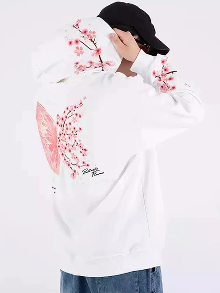 Hoodie Women butterfly Flower Printed Sweatshirts Harajuku Fashion Graphic Kawaii Sweatshirt Female male outwear