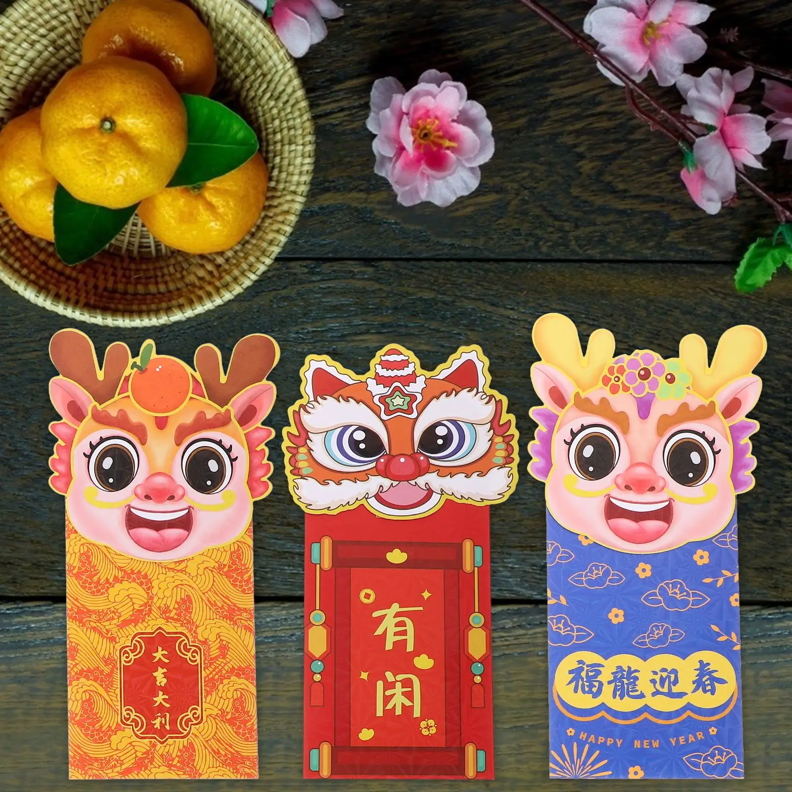 

12pcs 2024 Chinese New Year Red Envelopes Hongbao Children Spring Festival Lucky Money Pockets Year Of Dragon Red Bag
