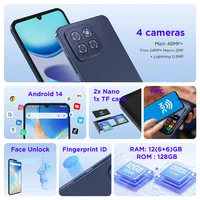 2025 New 6.75" HD+ Smartphone Global Version 12GB+128GB 48MP Camera MTK6765 5000mAh Android 14 Dual SIM NFC Cwowdefu Cell Phone 2