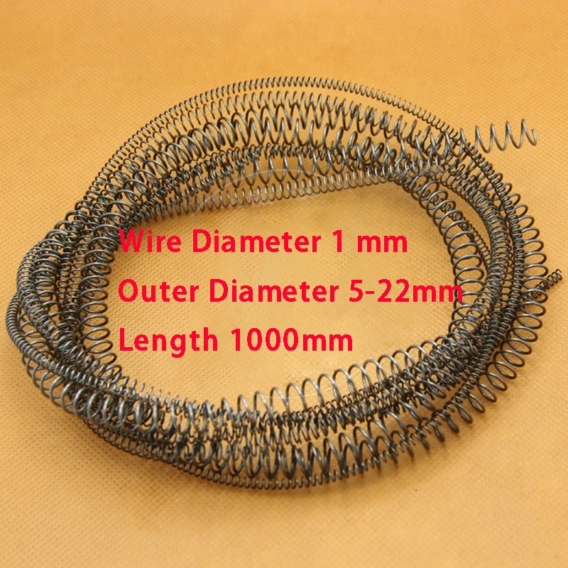 2Pcs 1Meter Long Spring Steel Compression Spring Wire Diameter 1mm Outer Diameter 5-22mm Length 1000mm Y-shaped Pressure Spring