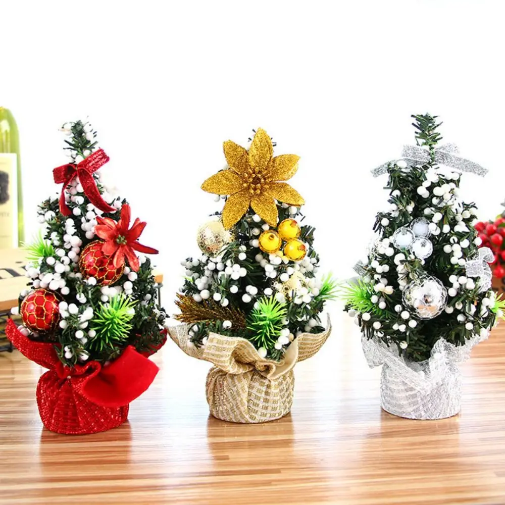 

20cm Tabletop Mini Christmas Tree Artificial Mini Xmas Pine Tree Miniature Pine Christmas Tree with Linen Base