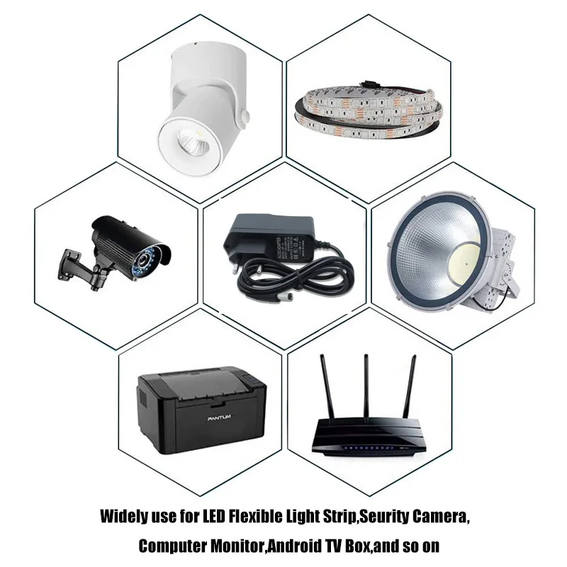 범용 전원 어댑터 공급 충전기 어댑터, LED 라이트 스트립, 노트북 감시 카메라용, EU Us, AC 110-240V DC 5V 1A 2A