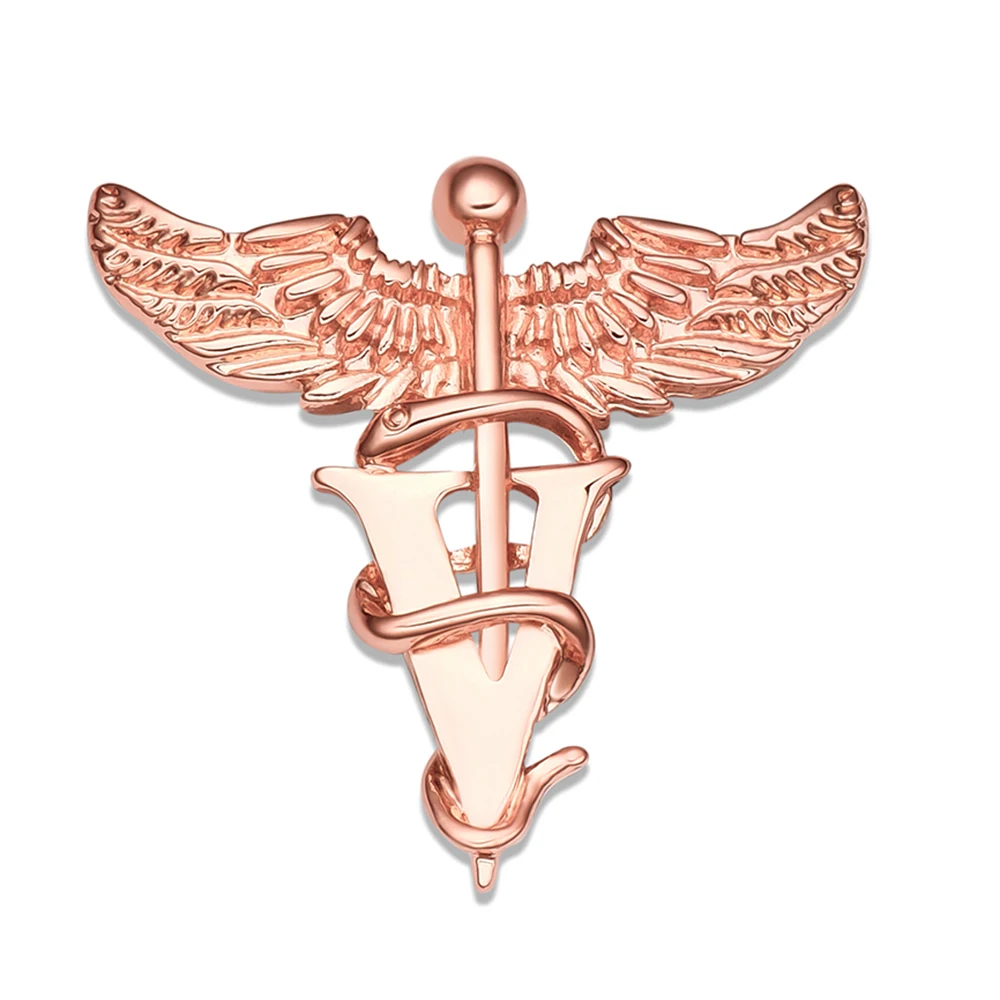 DCARZZ Veterinär-Brosche mit Caduceus-Motiv, klassische Brosche, Schlangen-Stick-Flügel, medizinisches Revers, Rucksack-Abzeichen, Schmuck, Geschenk für Tierarzt, Krankenschwester – Detail 4