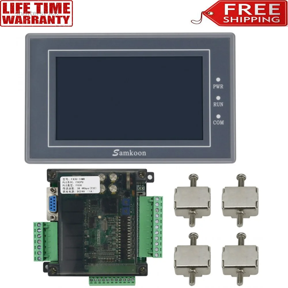 

Samkoon EA-043A 4.3" HMI Touch Screen + FX3U-14MR Programmable PLC Controller