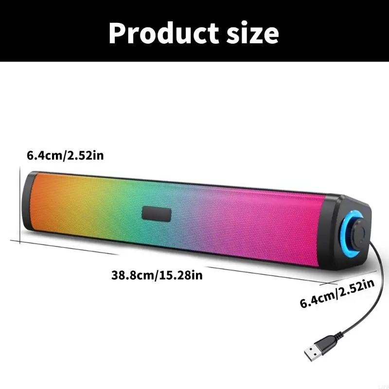 A3PD Stylish Desktop Bluetooth-compatible Soundbar Speaker with Surround Stereo Sound and LED Lights for Home Entertainment