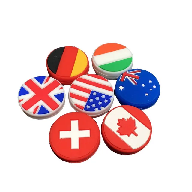 2Pcs Country Flag Shape Tennis Vibration Dampeners Silicone Tennis Dampeners Racket Anti Vibration Damper Tennis Accessories 2