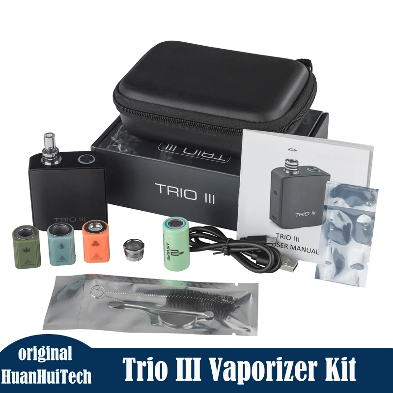 

Оригинальный вейп-набор TRIO III Box для 3-в-1, воск для сухих трав с аккумулятором 18350, сменная нагревательная камера, стандартный комплект