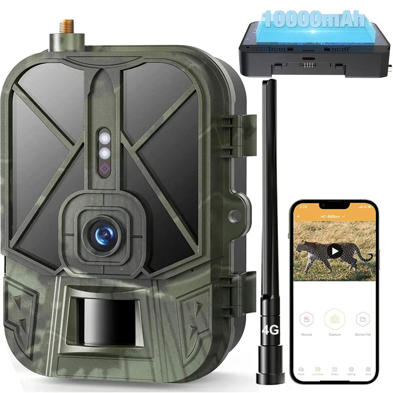 4G 4K 36MP Wildlife Camera APP Video Photo Hunting Trail Camera Invisible IR LED Night Vision 120 Detection IP66 Waterproof Cam