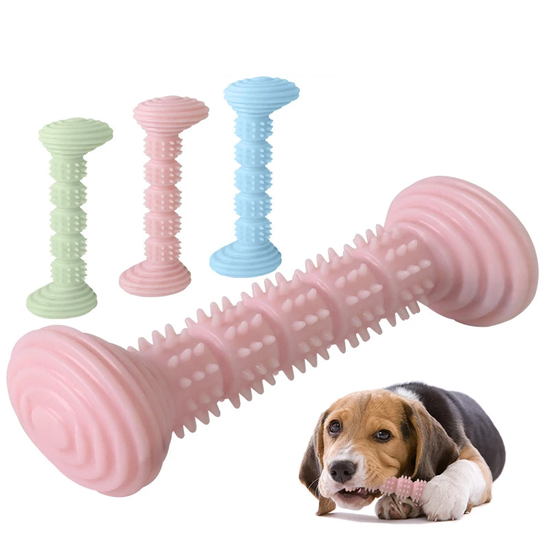 Pet TPR Toy Small Biting Bone Dog Toys Bite Resistant Dog Chew Toy Puppy Accessories Dog Toothbrush Molar Toy Barbell Shape resistant to bite bone pet dog puppy molar thorn chew toy for teeth training safe with thrust pet bone toy