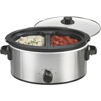 Double Dish Slow Cooker with 6qt Crock and Dual 2.5qt Nonstick, Dishwasher Safe Pot, Slow Cooker 1