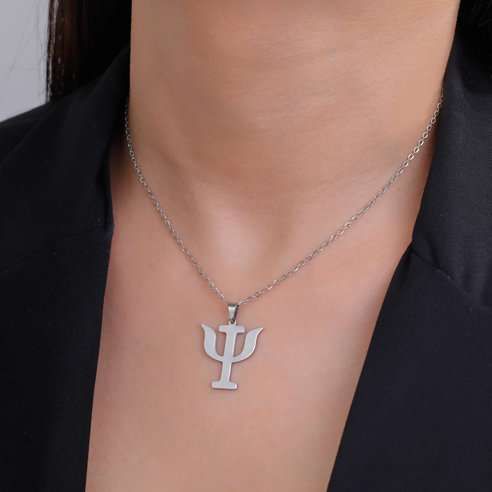 TEAMER Collana Simbolo Psicologia PSI: Gioiello In Acciaio Inox A Doppio Strato Per Psicologi E Studenti