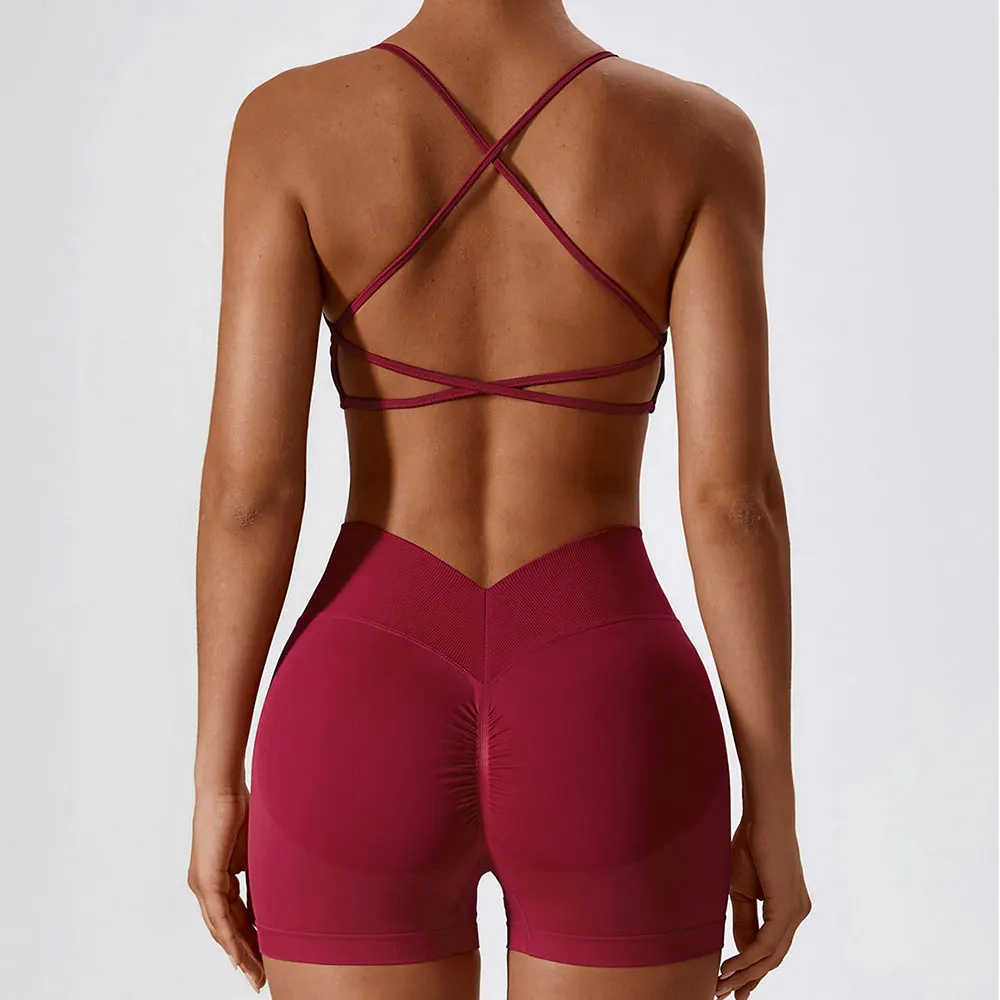 Seamless Yoga Set Gym Suits With Shorts Crop Top Sexy Bra Women's Pants 2 Pieces Set Running Workout Outfit Fitness Clothing 5